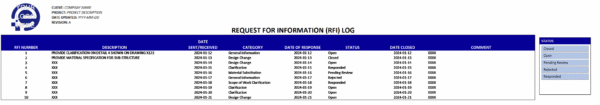 Request for Information (RFI) Log Template - Image 4